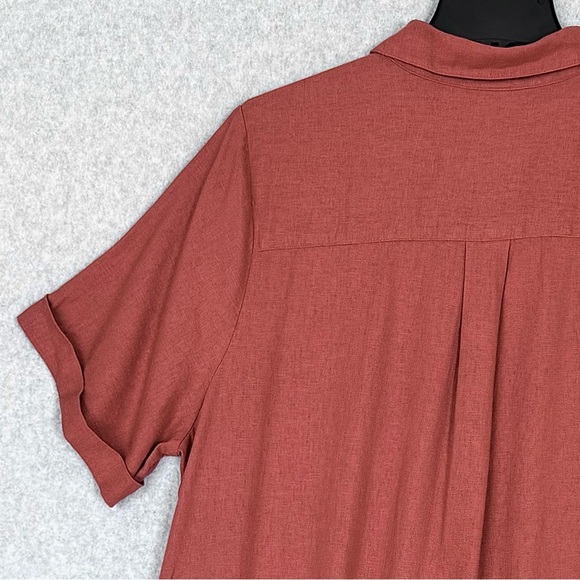 Old Navy Shirt Dress 3X Orange Linen Blend Button Up Beachy Boho Lagenlook NWT - Picture 10 of 15